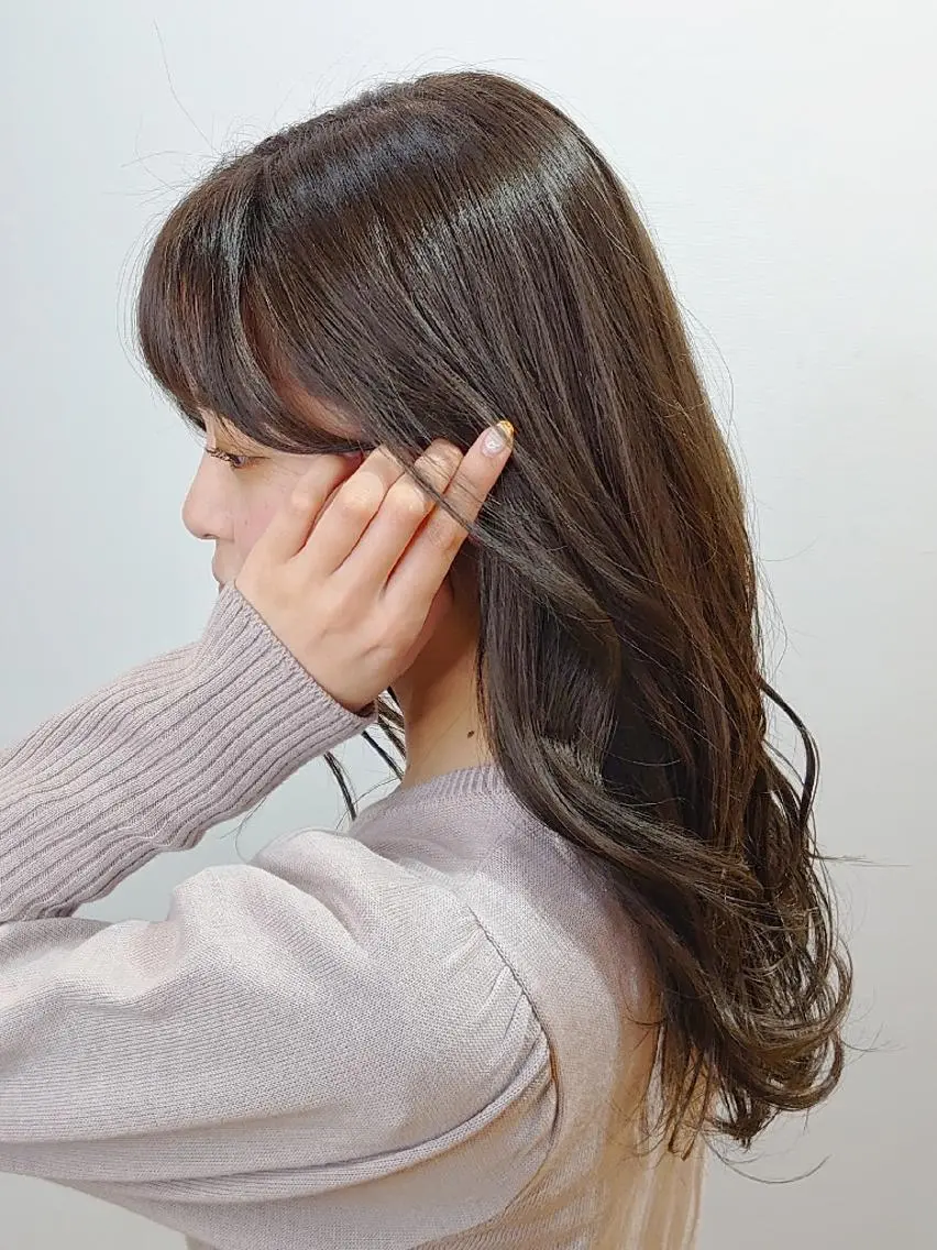 カラー セミロング ヘアカラー ✨ブリーチなし透明感 カラー✨ゆりかのヘアスタイル