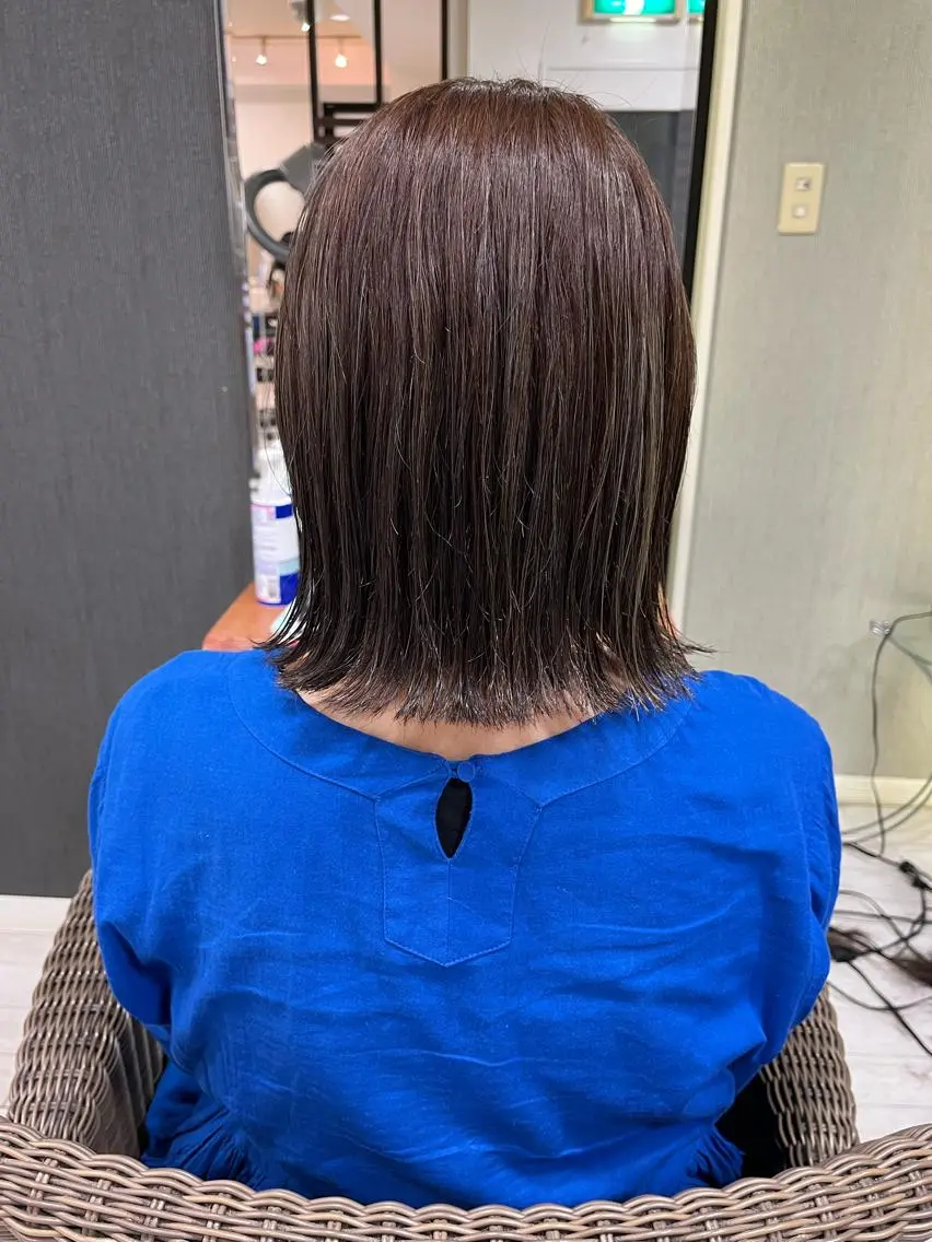 ミディアム 切りっぱなしボブ ボブ ママ美容師 ＊ヒマワリのヘアスタイル