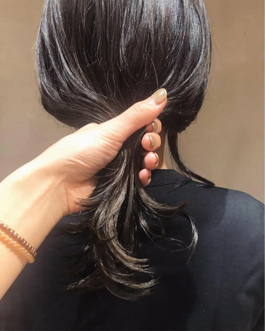 セミロング カラー ヘアアレンジ グレージュ カーキグレージュ 小顔カット カット ヘアカラー トリートメント 酸性縮毛矯正🧴韓国 レイヤー/髪質改善のヘアスタイル