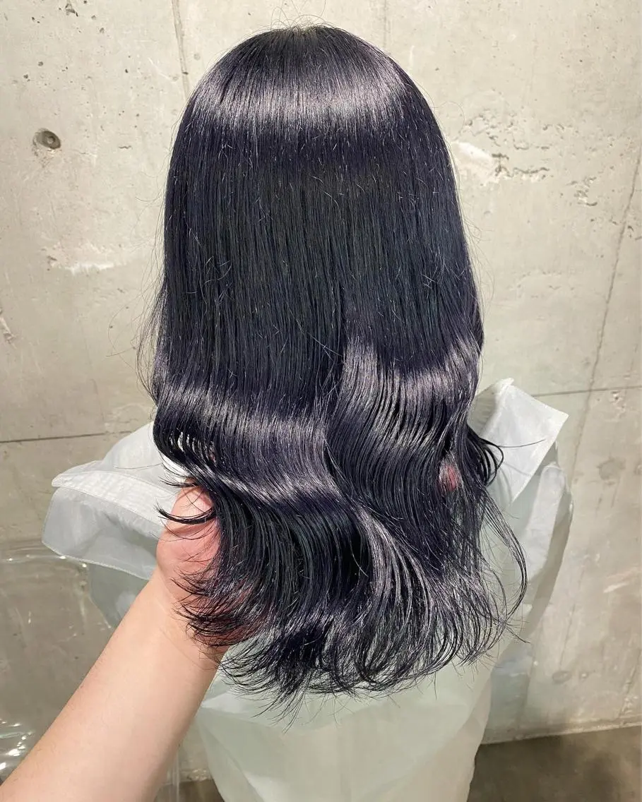 ロング カラー 黒髪 ブルーカラー ブルーパープル パープルカラー パープルブラック ベージュカラー💖 やすひろのヘアスタイル