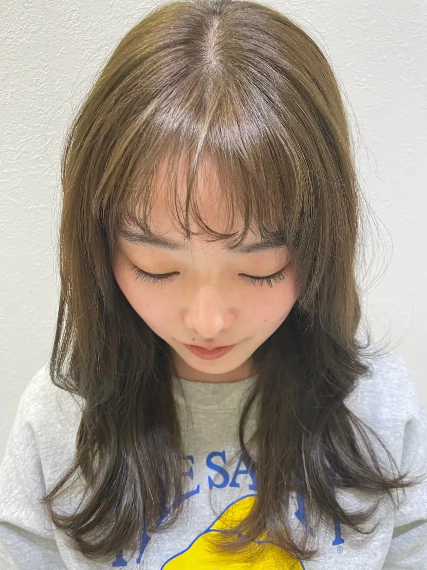 ロング カラー ブリーチ ダブルカラー ブリーチなしカラー 野田 カレンのヘアスタイル