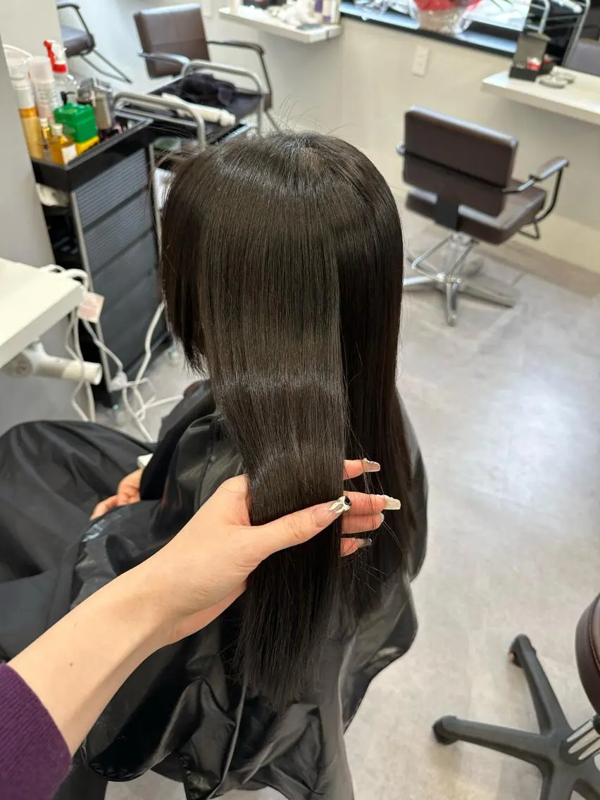 ロング カット 縮毛矯正 トリートメント 韓国風✨髪質改善✨ 縮毛矯正✨松浦知奈美のヘアスタイル