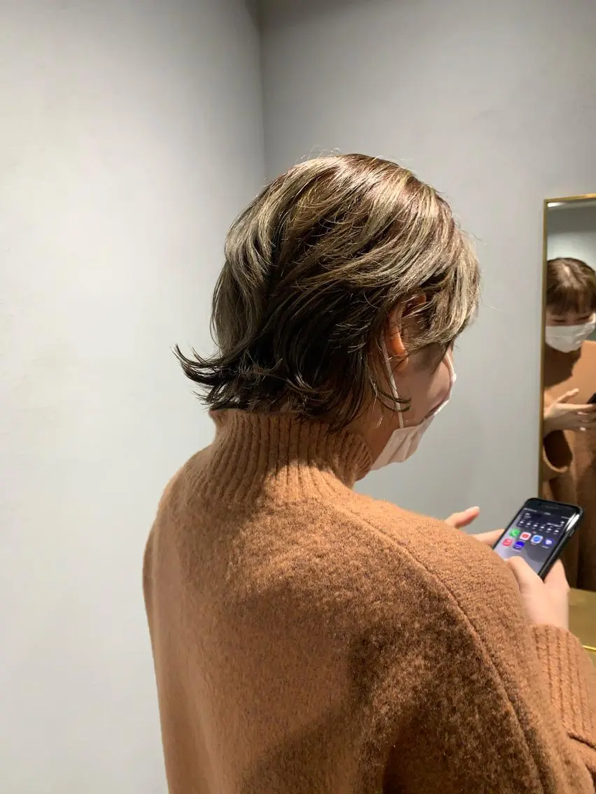 カラー ボブパーマコテ巻き風 パーマNo1深江秀平のヘアスタイル