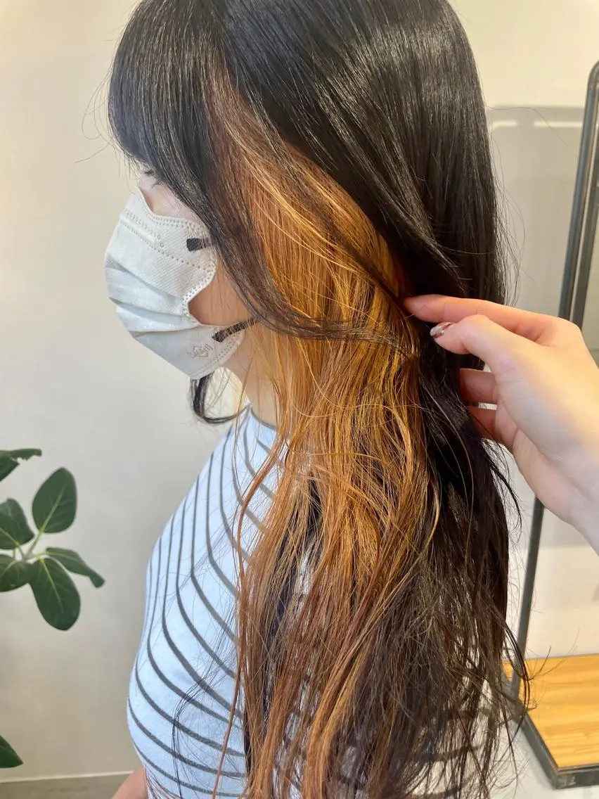 ロング カラー インナーカラー オレンジ ヘアカラー トリートメント 平澤 萌香のその他イメージ