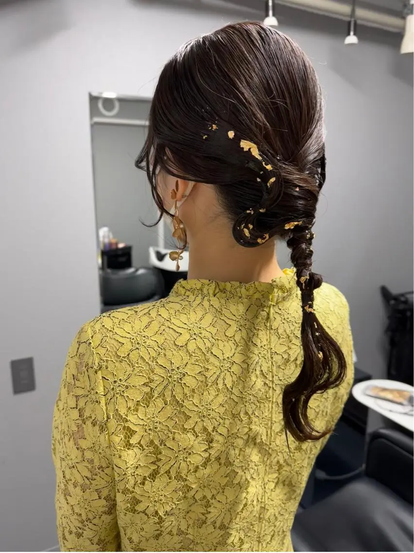 ミディアム ヘアアレンジ ヘアセット cherir髪質改善 パーソナルカラー診断のヘアスタイル