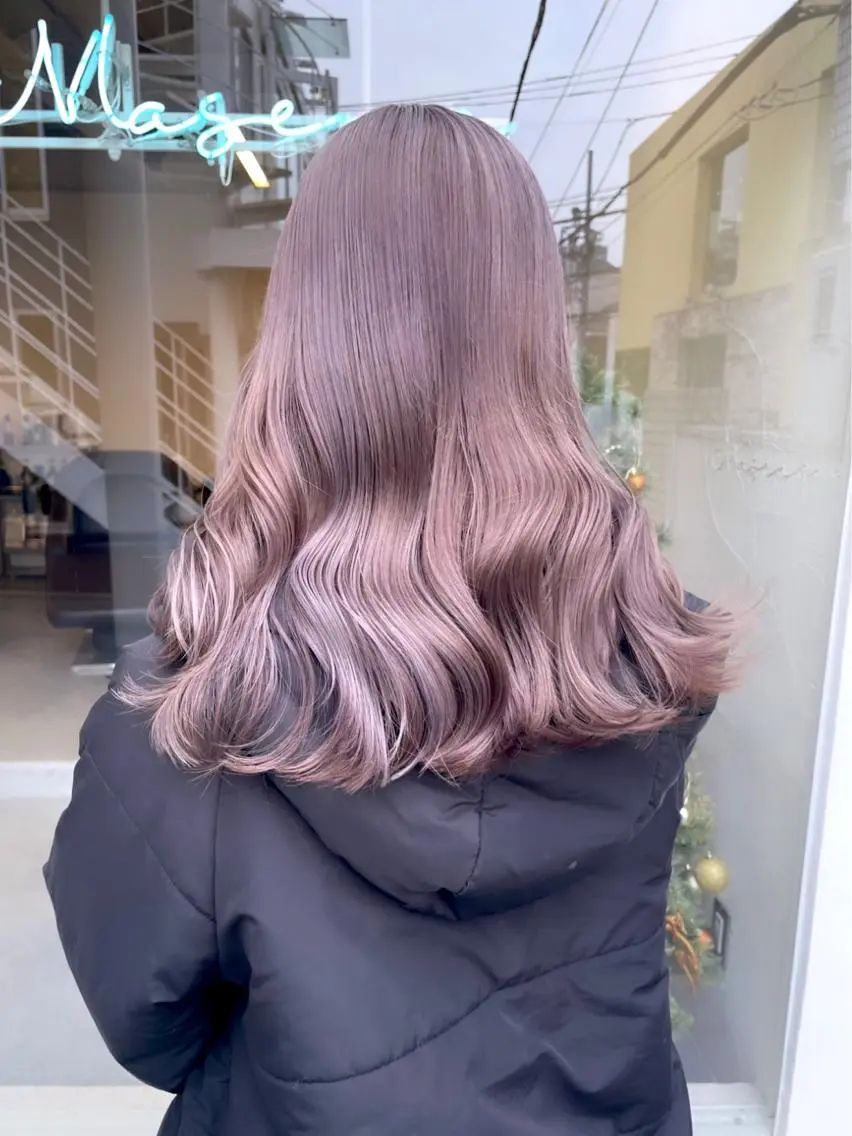 ロング カラー ベージュカラー ラベンダーカラー ラベンダーベージュ 韓国風ヘア 💎韓国風レイヤー /ボブ💎Namiのヘアスタイル