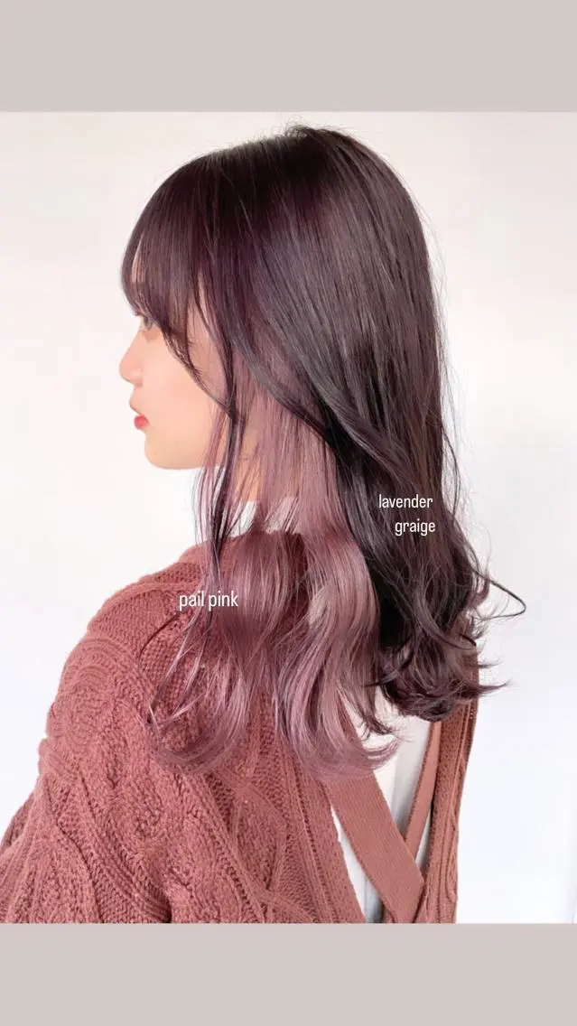 ロング カラー ブリーチ 透明感カラー イヤリングカラー グレージュ ラベンダーカラー 赤羽美容師 ayunaのヘアスタイル