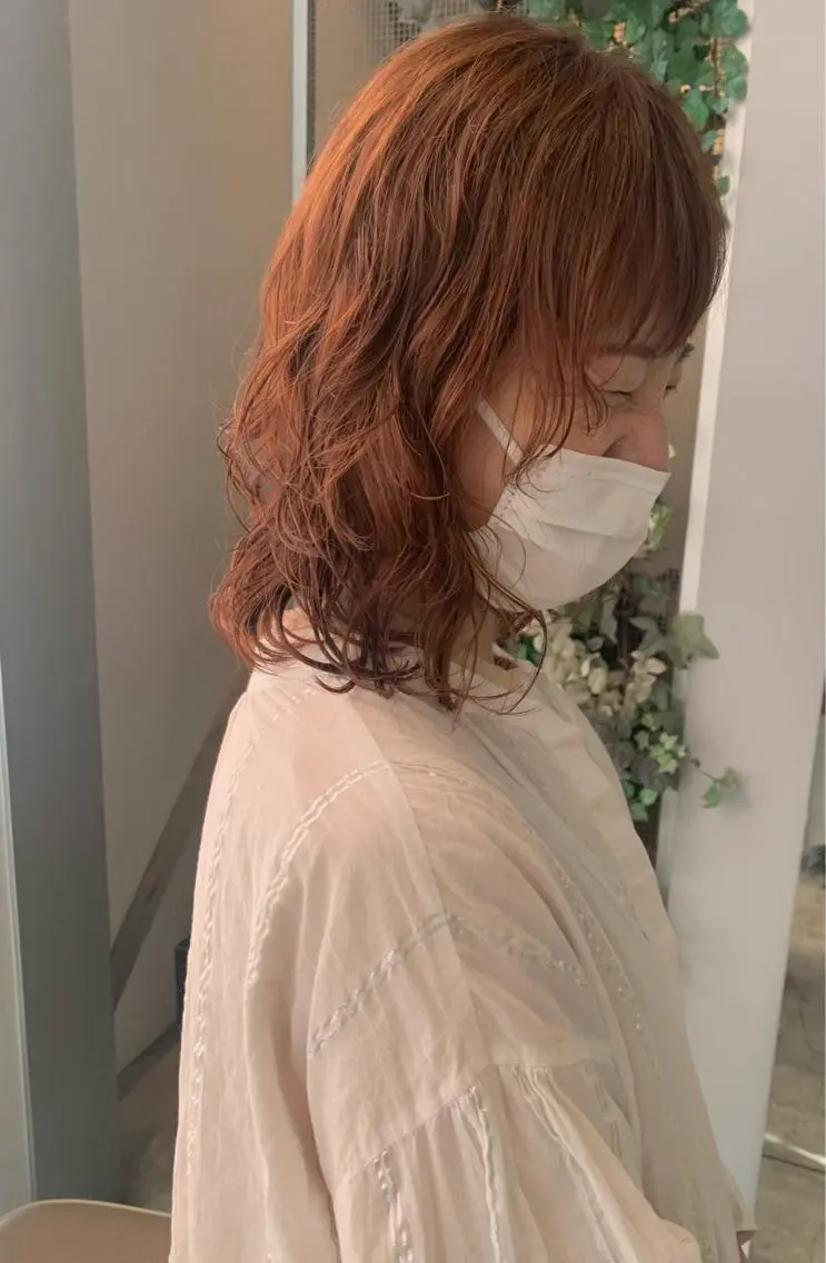 ミディアム カット パーマ トリートメント 田中 亜沙美のヘアスタイル