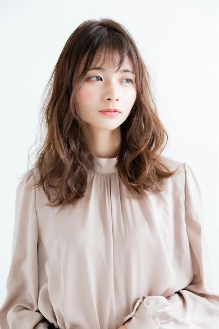 セミロング カット ヘアカラー 髪質改善/イルミナ/ 城崎のヘアスタイル