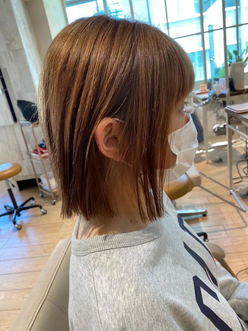 ショート 切りっぱなしボブ ボブ 顔周り/くびれヘア 韓国ヘア💕風間るなのヘアスタイル