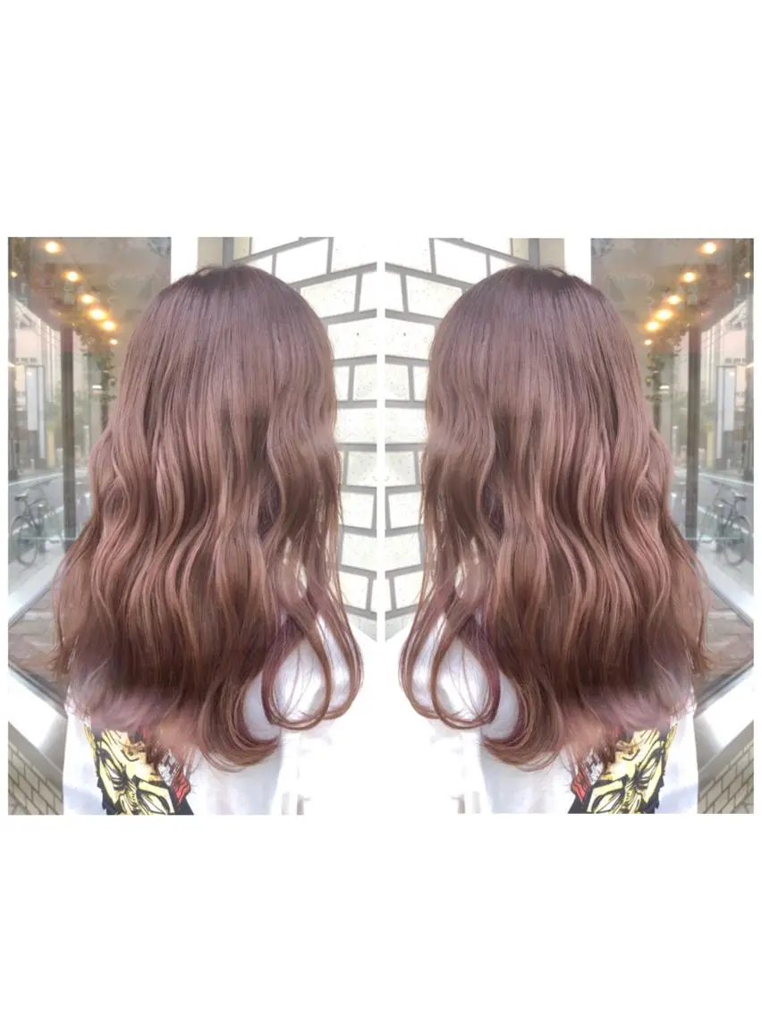 セミロング カラー ベージュカラー インナーカラー ピンクカラー ピンクベージュ ヘアカラー ブリーチ/髪質改善 🍀MASAKiのヘアスタイル
