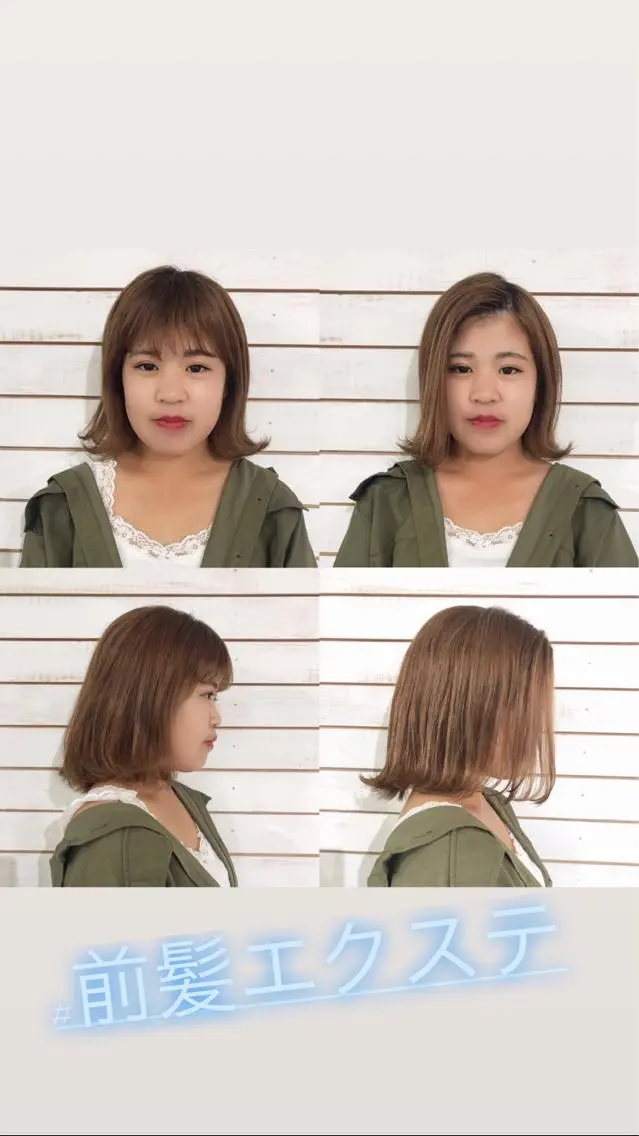 ショート ワンレンボブ ボブ エクステ かきあげバング エクステ 🦋美髪/エクステ 🦋アベイクミのヘアスタイル