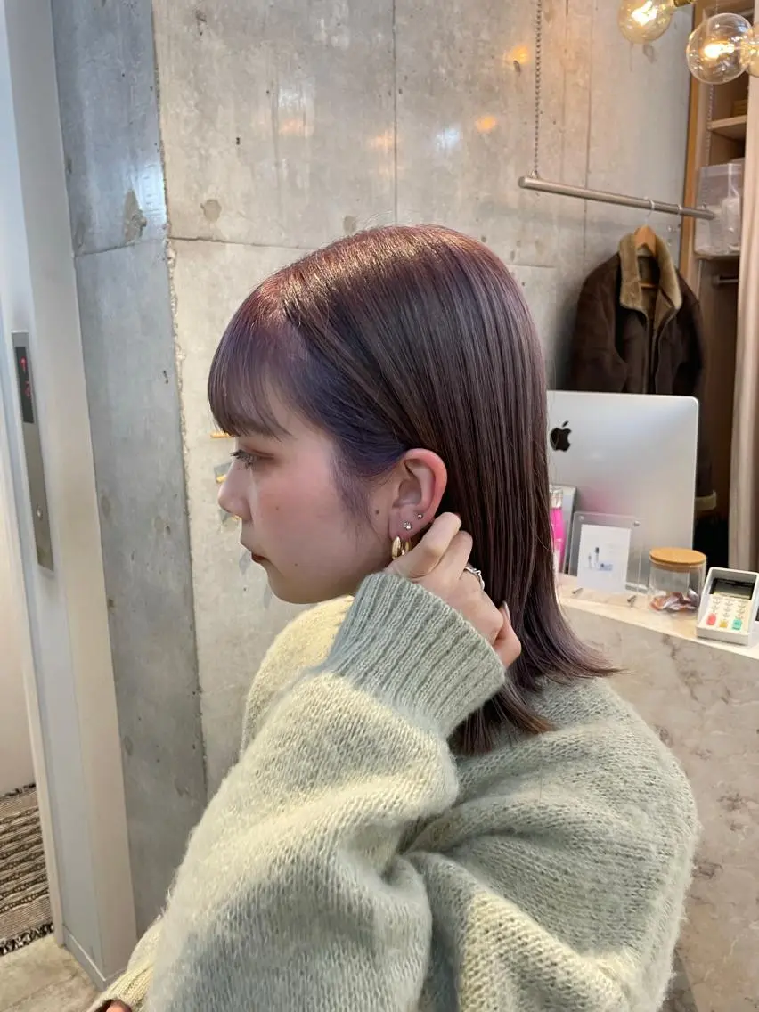 ミディアム カラー グレージュ ラベンダーカラー ラベンダーグレージュ ラベンダーグレー ヘアカラー shun 原宿/表参道のヘアスタイル