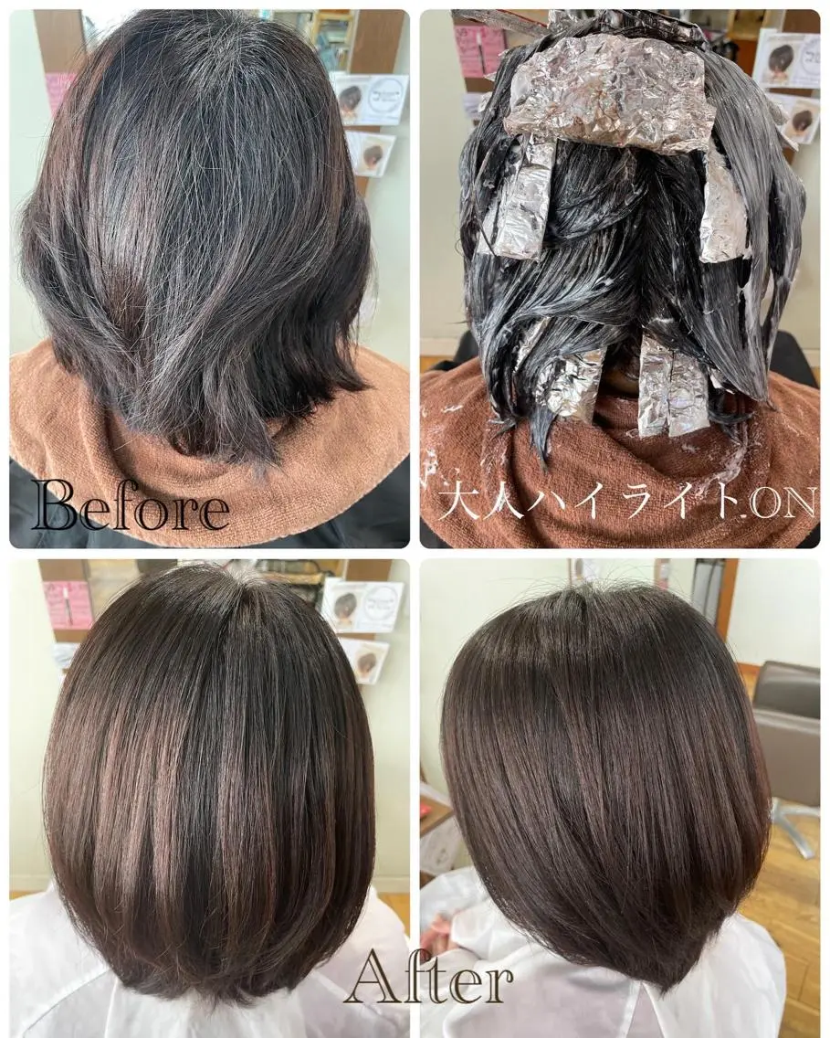 ミディアム ハイライト 大隈 朋美のヘアスタイル
