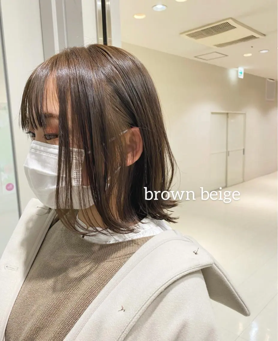 ショート カラー 切りっぱなしボブ ベージュカラー ブラウンカラー ブラウンベージュ ボブ ボブ/salut町田 🧡kanaのヘアスタイル