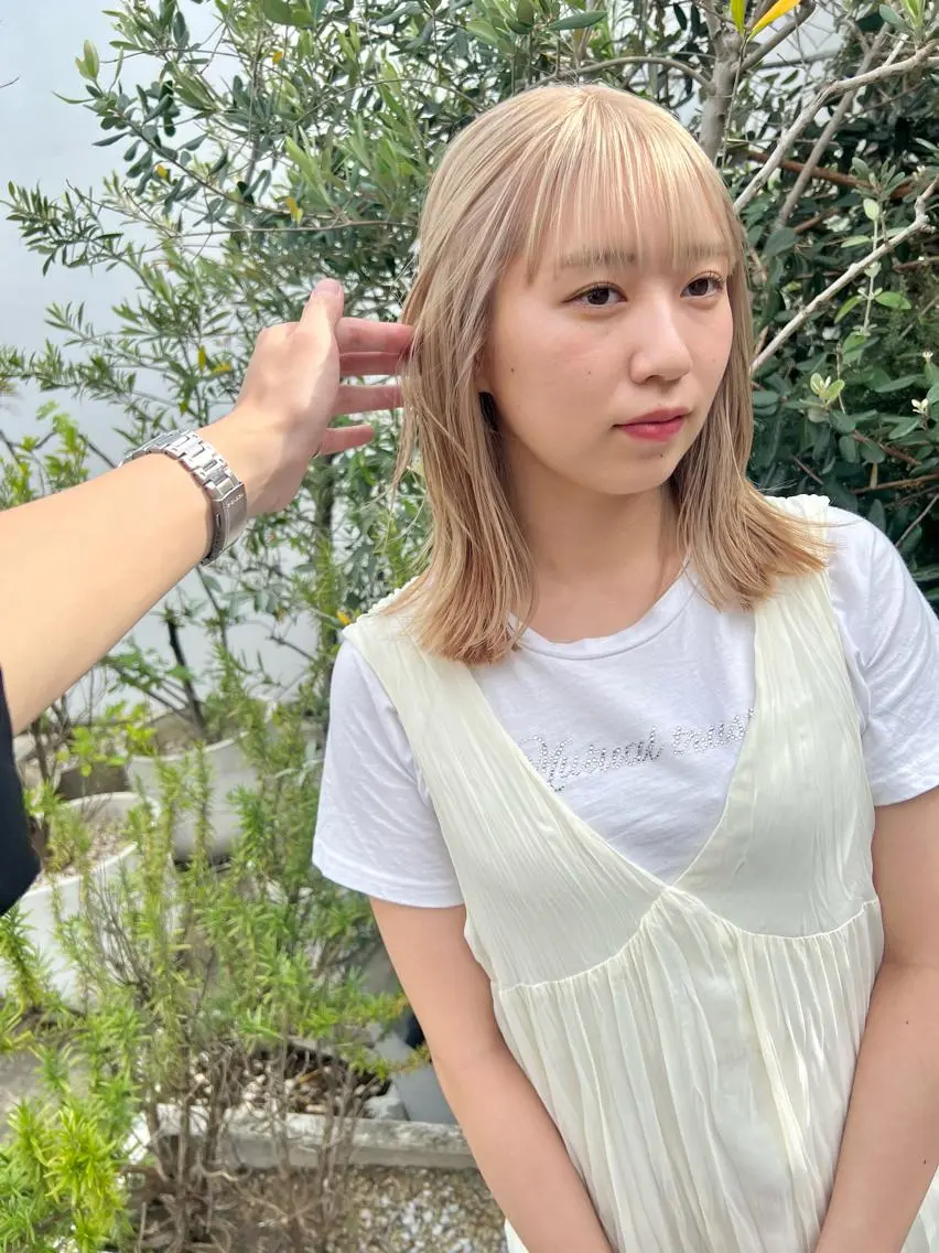 ミディアム カラー ベージュカラー カット 縮毛矯正 sakoda shunkiのヘアスタイル