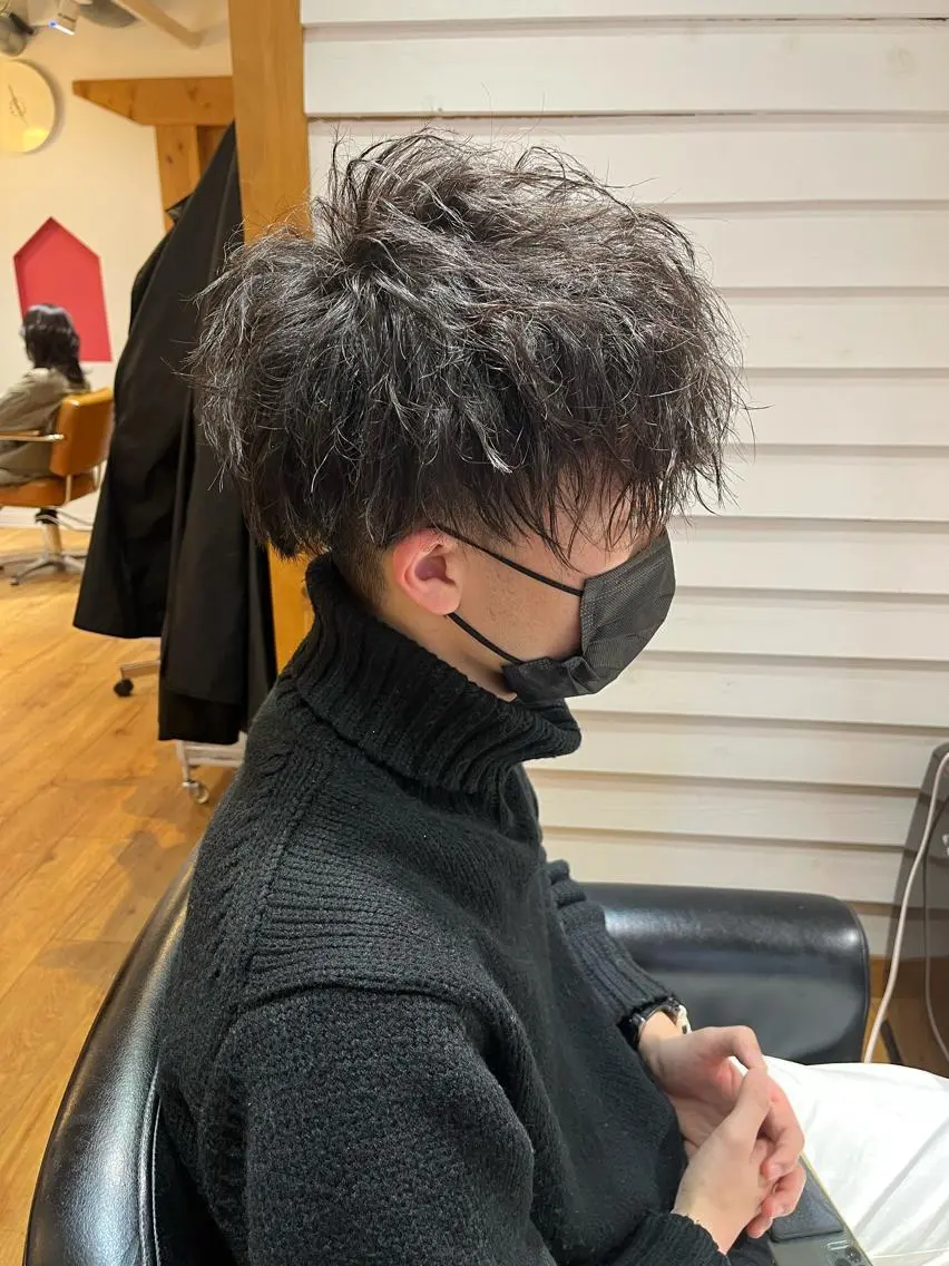 ミディアム パーマ メンズ カット パーマ AVANCE.難波 店長 松元のヘアスタイル