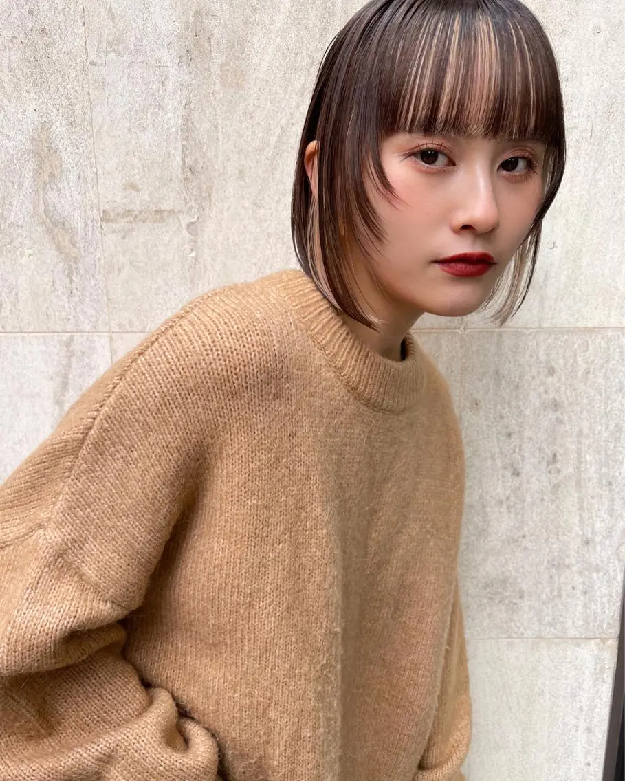 ショート カラー ベージュカラー インナーカラー ホワイトベージュ ボブ ヘアカラー トリートメント 透明感カラー× レイヤーカット✨高梨のヘアスタイル
