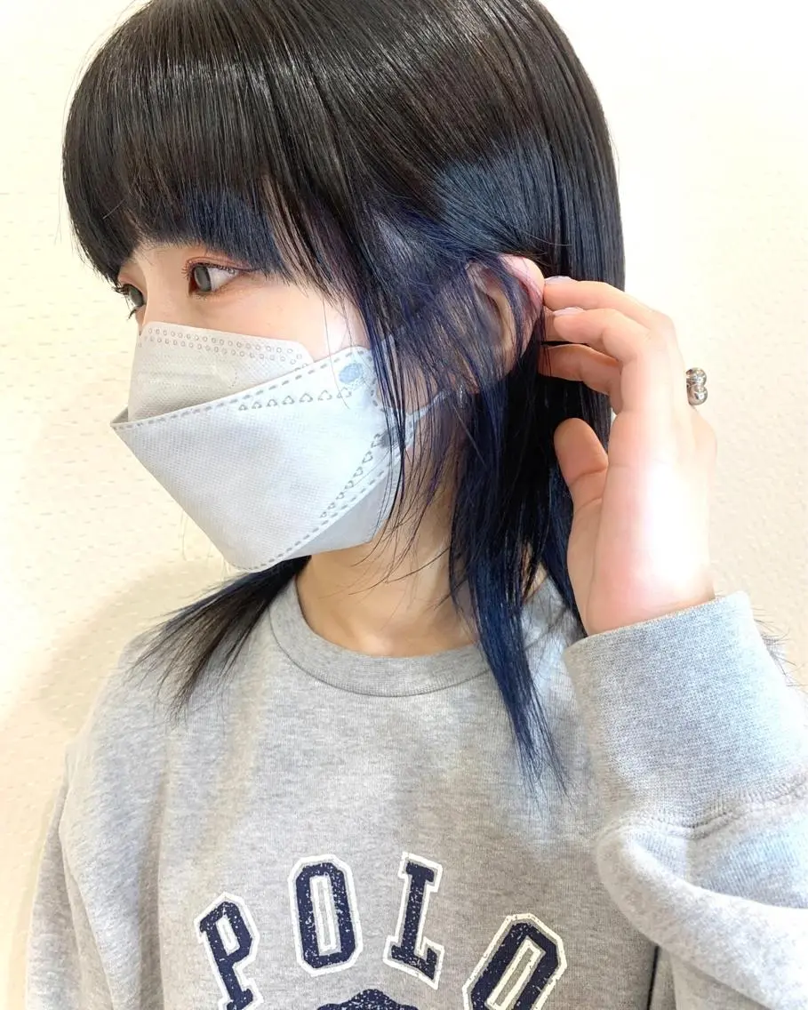 ミディアム カラー ブルーカラー カット ヘアカラー 今村公介 ブリーチ特化、派手髪のヘアスタイル