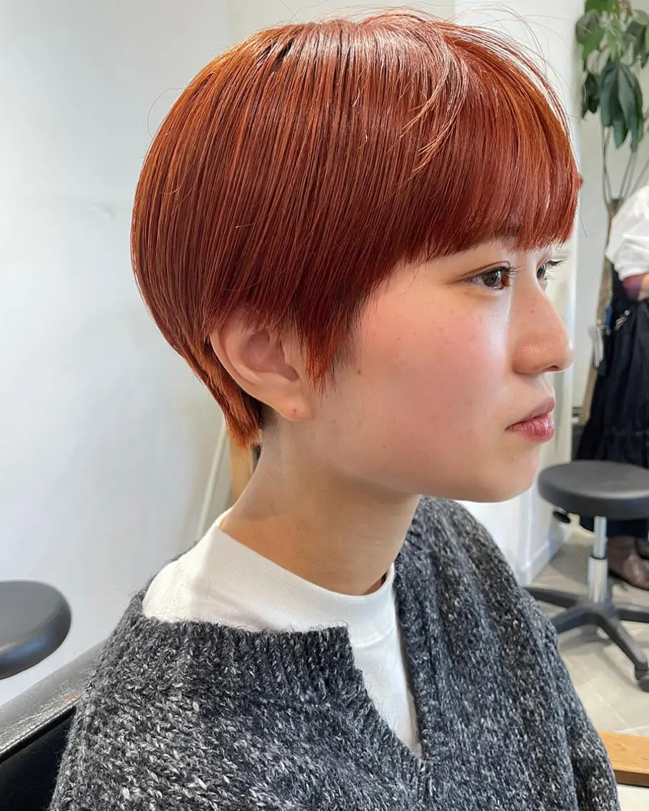ショート カラー ベージュカラー オレンジ オレンジベージュ ショートヘア カット ヘアカラー トリートメント 村上雅人 ナチュラルモードのヘアスタイル