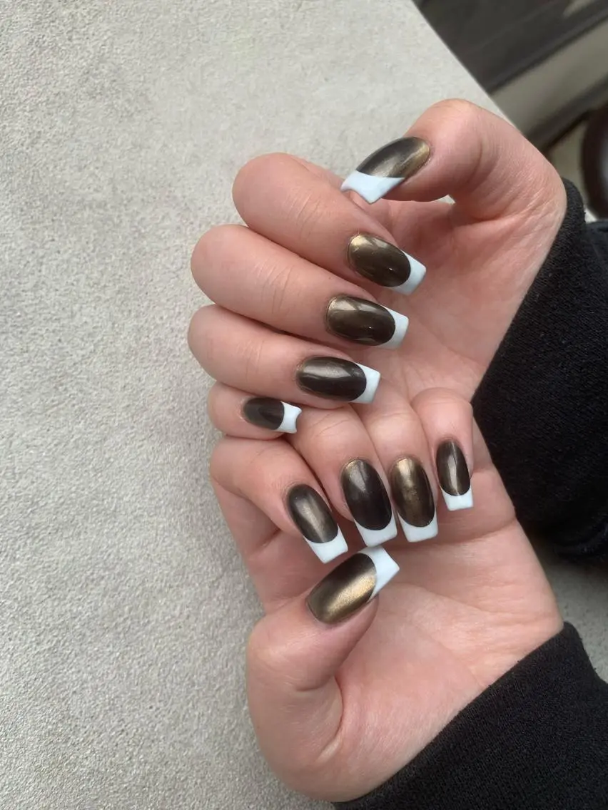 ネイル フレンチネイル ミラーネイル ホワイト ハンドネイル Haru Nailのネイルデザイン
