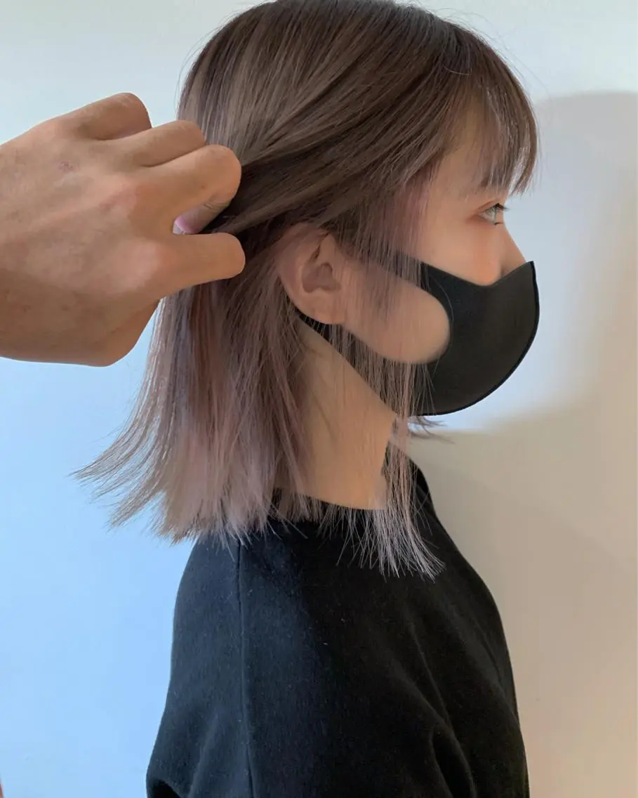 ミディアム 切りっぱなしボブ ボブ 菅原リキヤ くびれレイヤーヘアのヘアスタイル