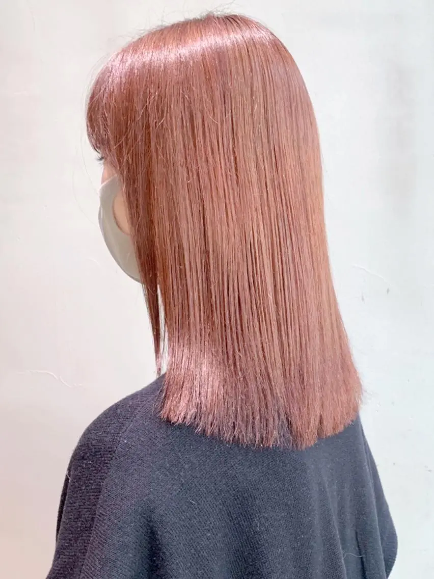 セミロング ヘアアレンジ パーマ カラー オレンジ ITbyALBUM 浦和店のヘアスタイル