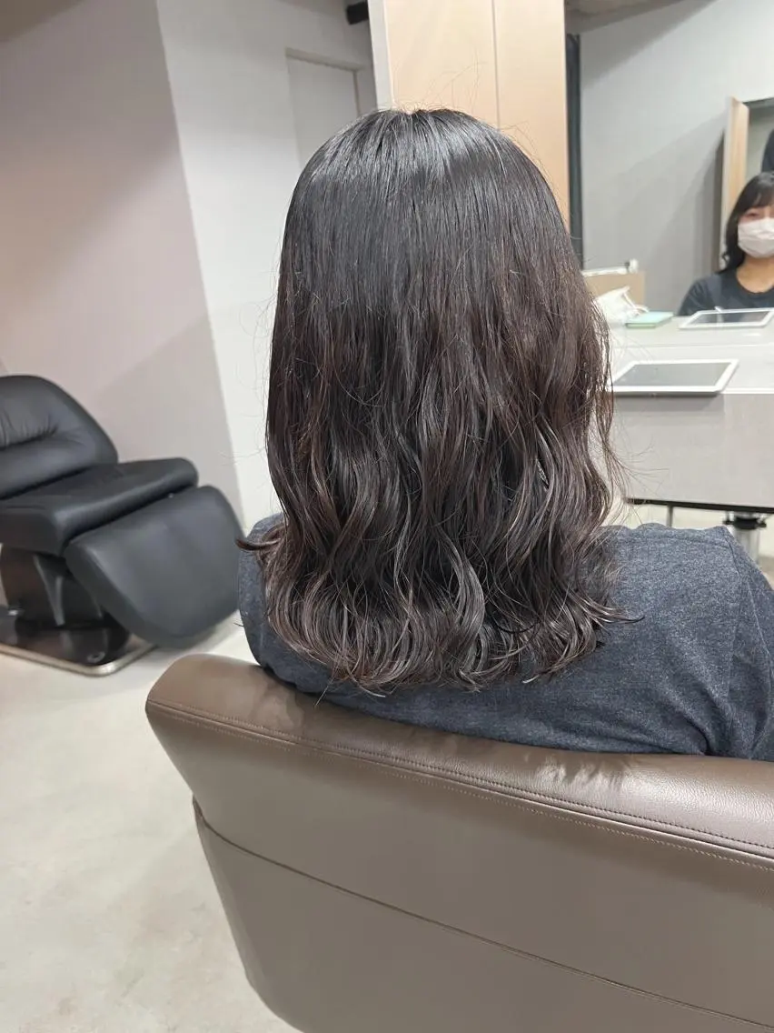 セミロング パーマ カット ヘアカラー パーマ ボブパーマコテ巻き風 パーマNo1深江秀平のヘアスタイル