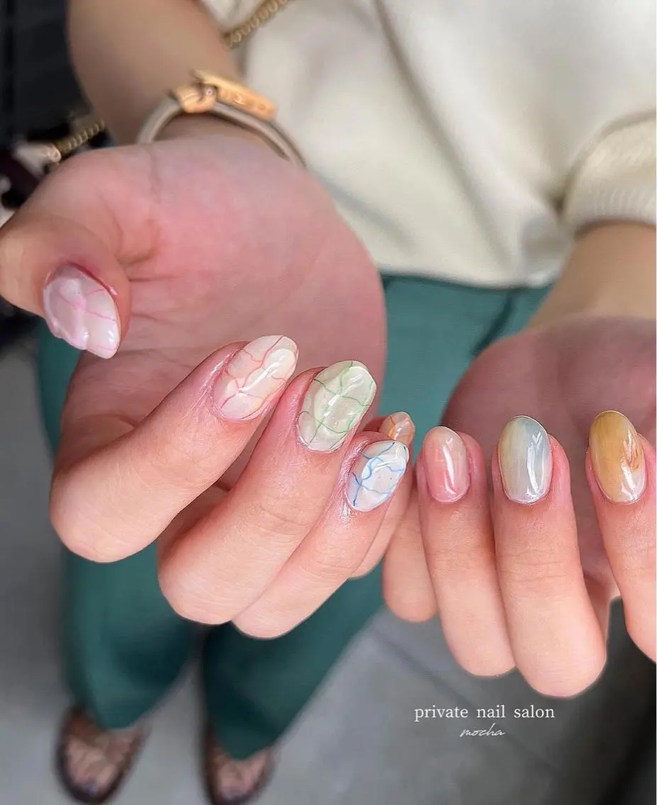 ネイル カジュアル チークネイル フレンチネイル ジェルネイル マグネットネイル ハンドネイル mocha nailのネイルデザイン