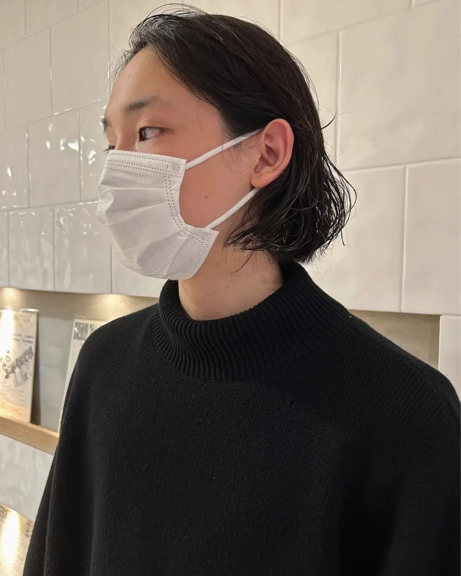 ミディアム メンズ ボブ カット トリートメント 村上雅人 ナチュラルモードのヘアスタイル