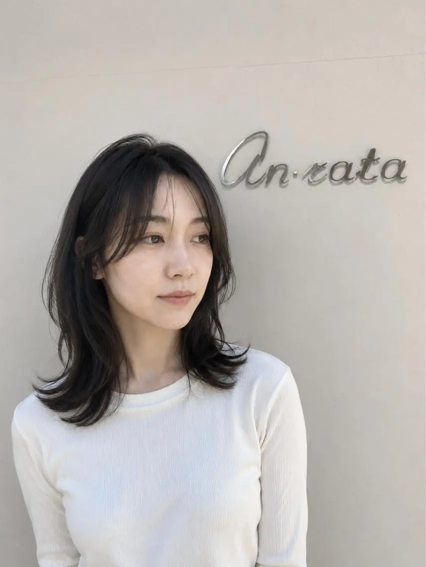 ミディアム カット ヘアカラー トリートメント an・rata/ プチプラ/和歌山市駅のヘアスタイル
