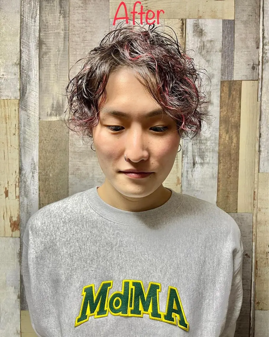 ミディアム パーマ メンズ ミディアムパーマ メンズパーマ スパイラルパーマ メンズ特化型/永井 友貴のヘアスタイル