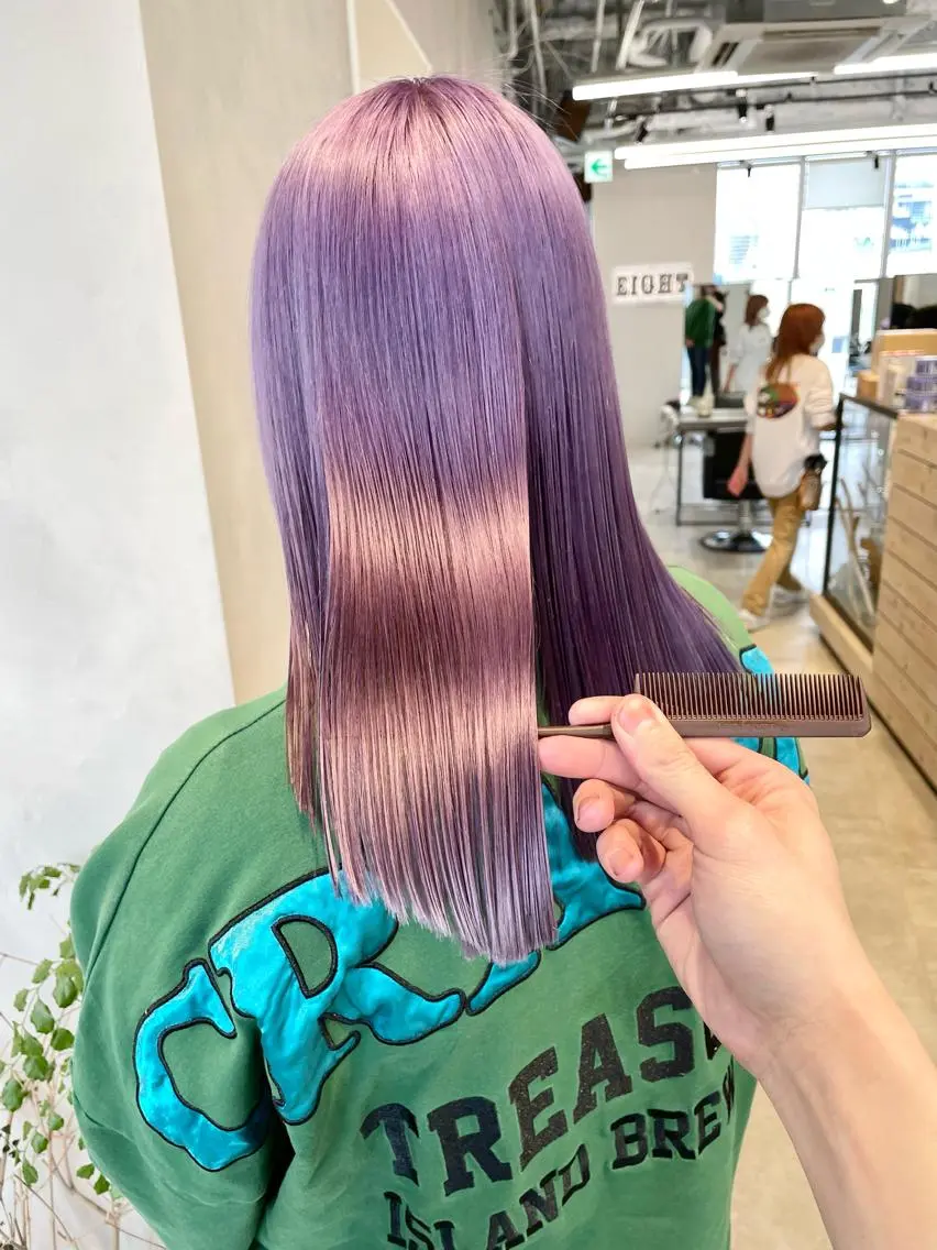 セミロング カラー パープルカラー ハイトーン×レイヤー /遠藤将太のヘアスタイル