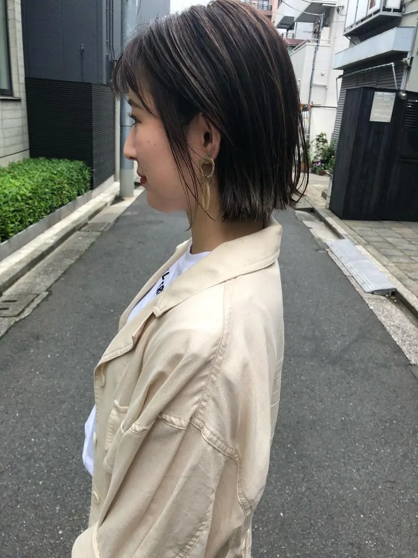 ショート 切りっぱなしボブ ボブ 外国人風カラー ハイライト レイヤーカット ショート職人 美容師【KENTA】のヘアスタイル