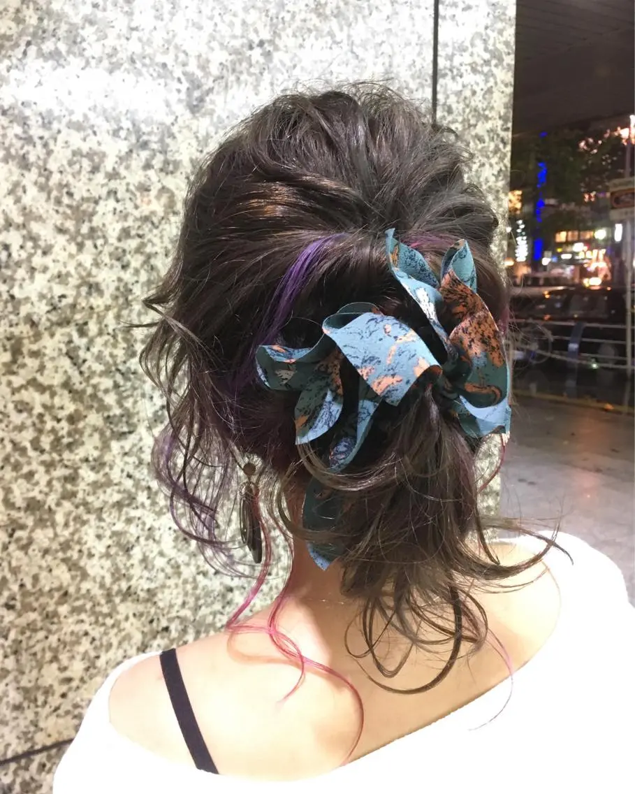 ミディアム カラー ヘアアレンジ 菅村 勇亮のヘアスタイル