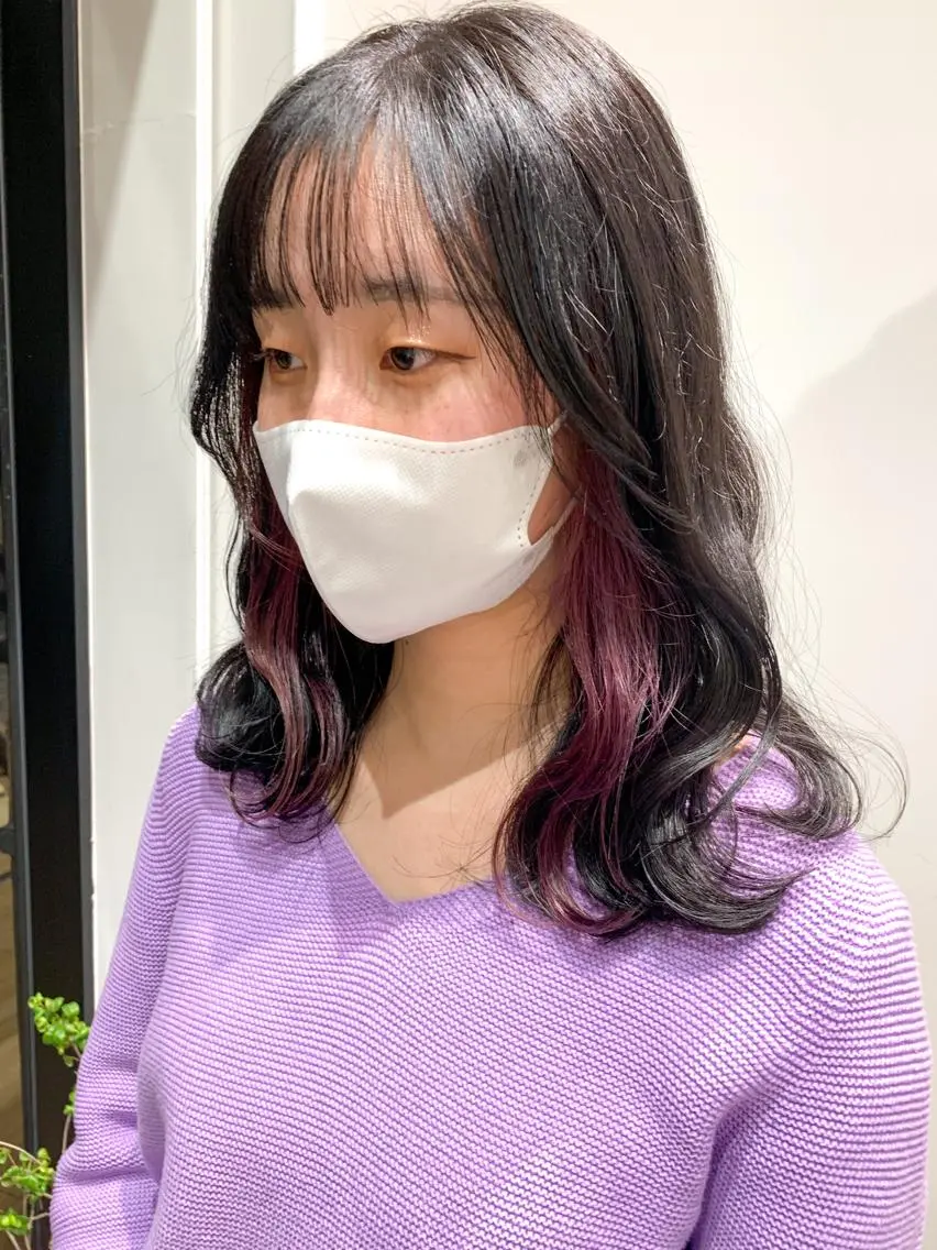 ミディアム カラー ヘアアレンジ ブリーチ カット ヘアカラー トリートメント yuka .のヘアスタイル