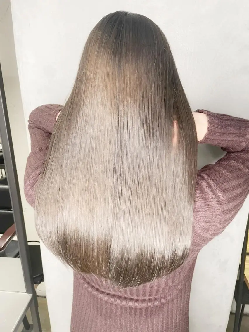 ロング カット ヘアカラー トリートメント 美髪矯正/艶カラー ボブ/栄/鐘ヶ江純也のヘアスタイル
