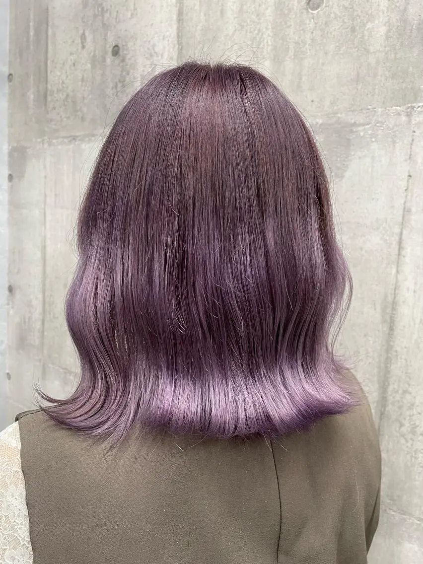 セミロング カラー パープルカラー LUXBE LUCE ひなののヘアスタイル