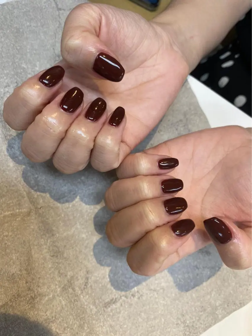 ネイル ボルドー ワンカラーネイル ハンドネイル FASTNAIL PLUS 新宿店のネイルデザイン