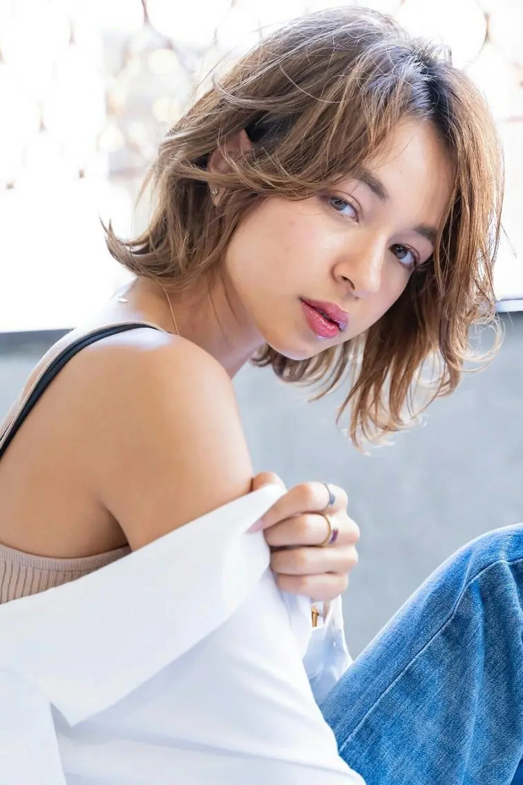 ミディアム カラー パーマ ヘアアレンジ カット ヘアカラー トリートメント 💈Chlom💈_ 公式_NewOpenのヘアスタイル