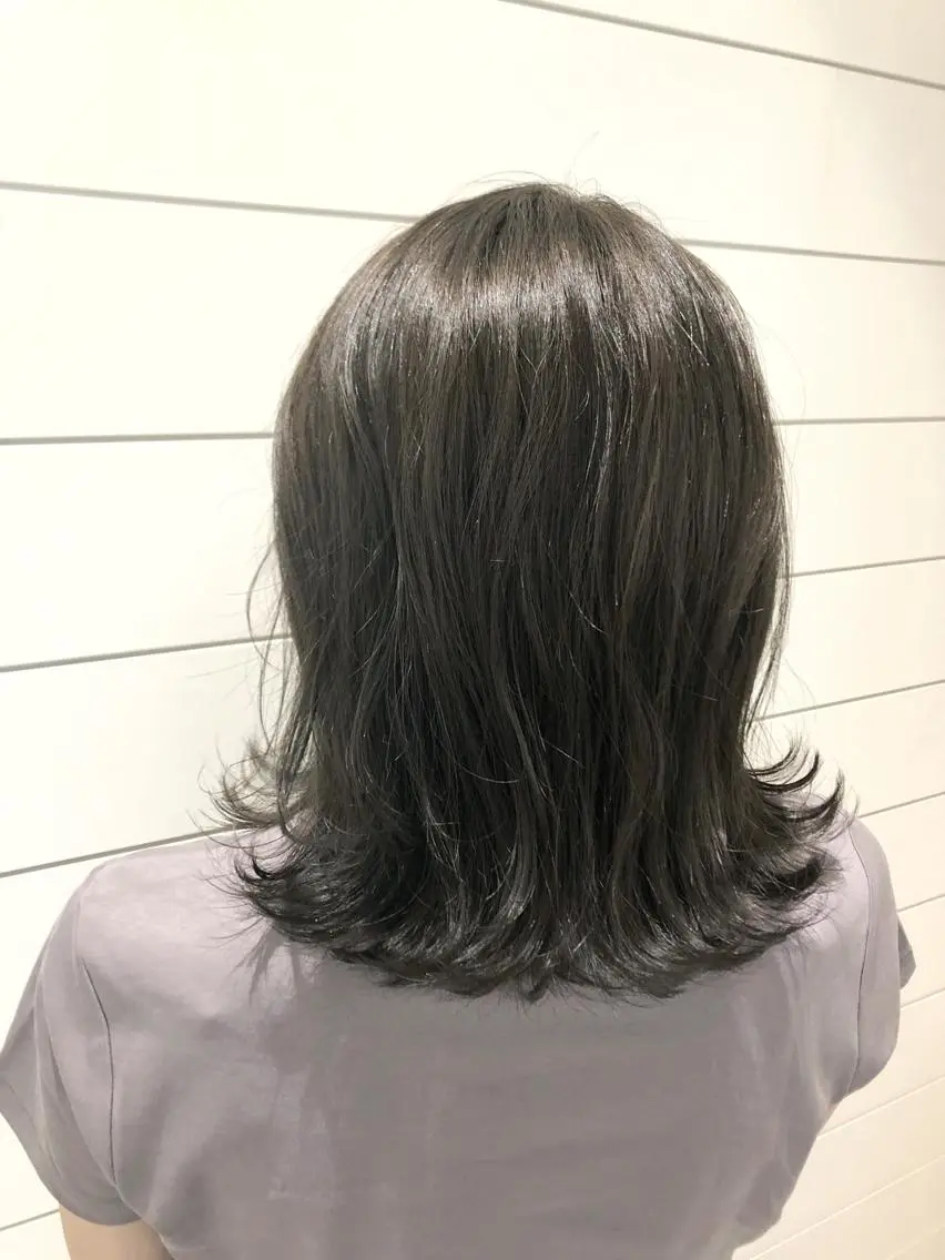 ミディアム カラー アッシュ ボブ 伸ばしかけ 🍊新宿南口🍊 ERINAのヘアスタイル