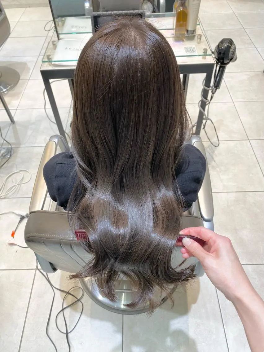 ロング ヘアカラー トリートメント 似合わせ艶髪カラー ❤️ハダユミのヘアスタイル