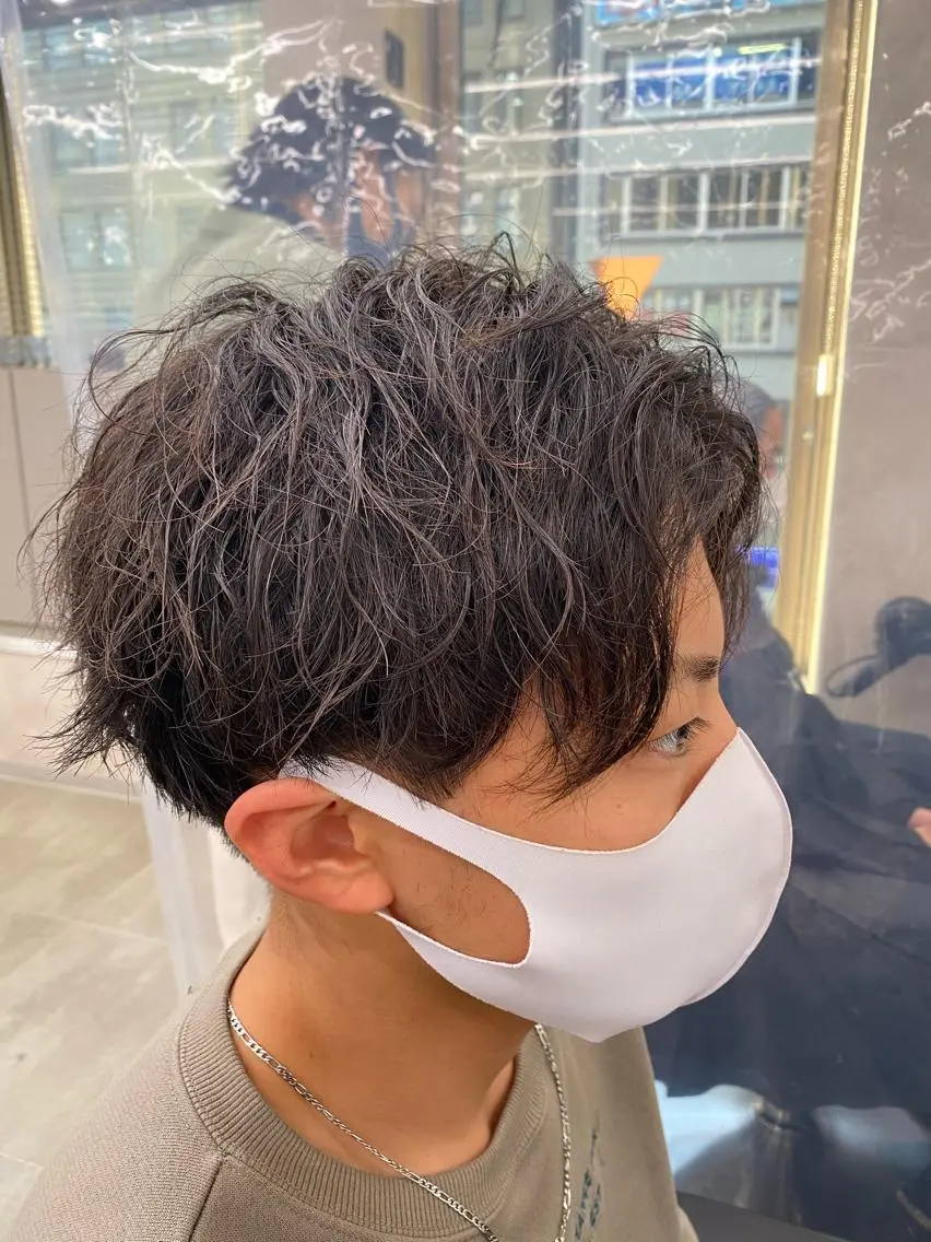 ミディアム パーマ ヘアアレンジ メンズ メンズ特化 水口湧太のヘアスタイル