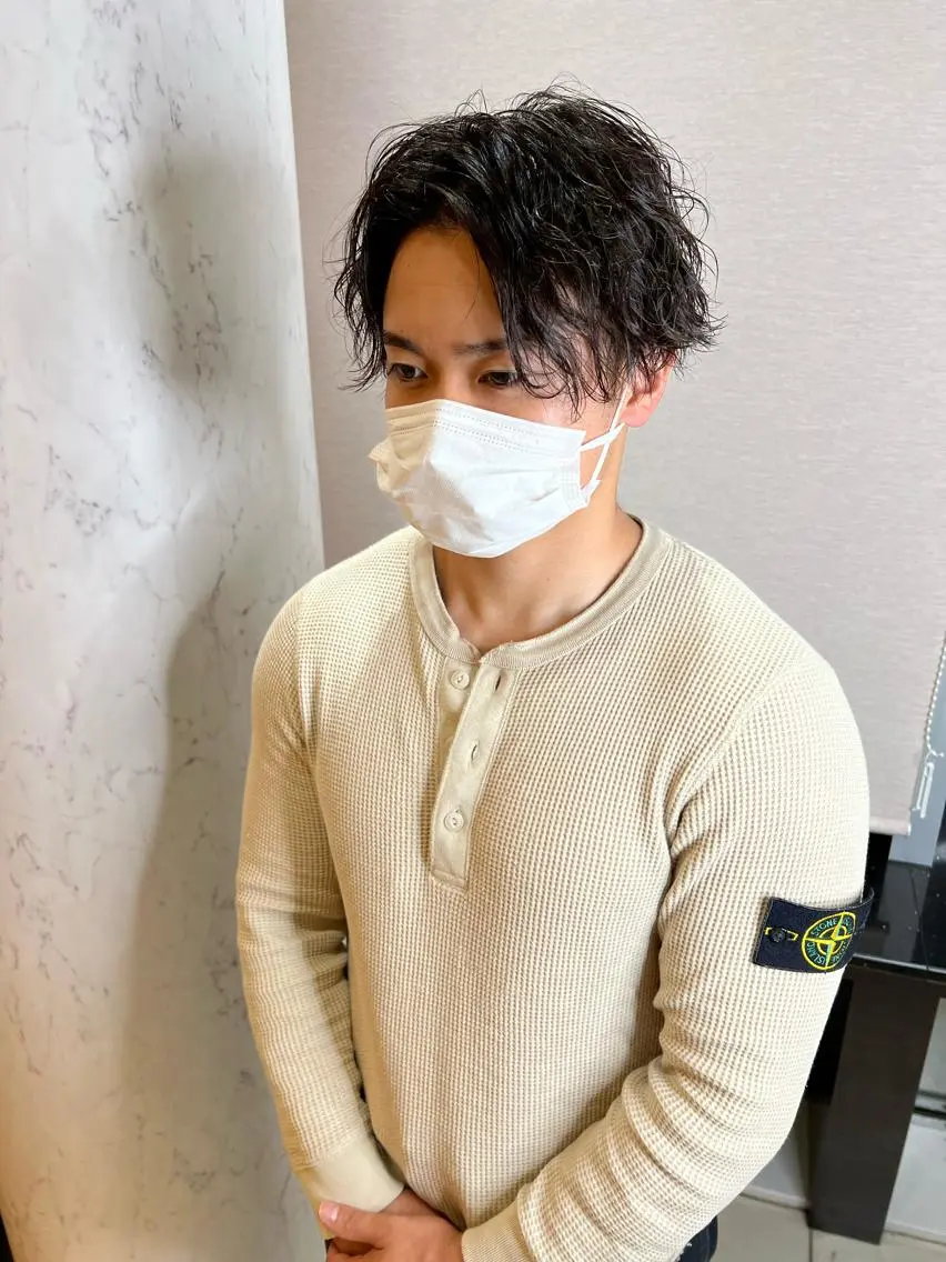 メンズ カット パーマ 福岡縮毛矯正✨️ ストレート 向井和輝のヘアスタイル