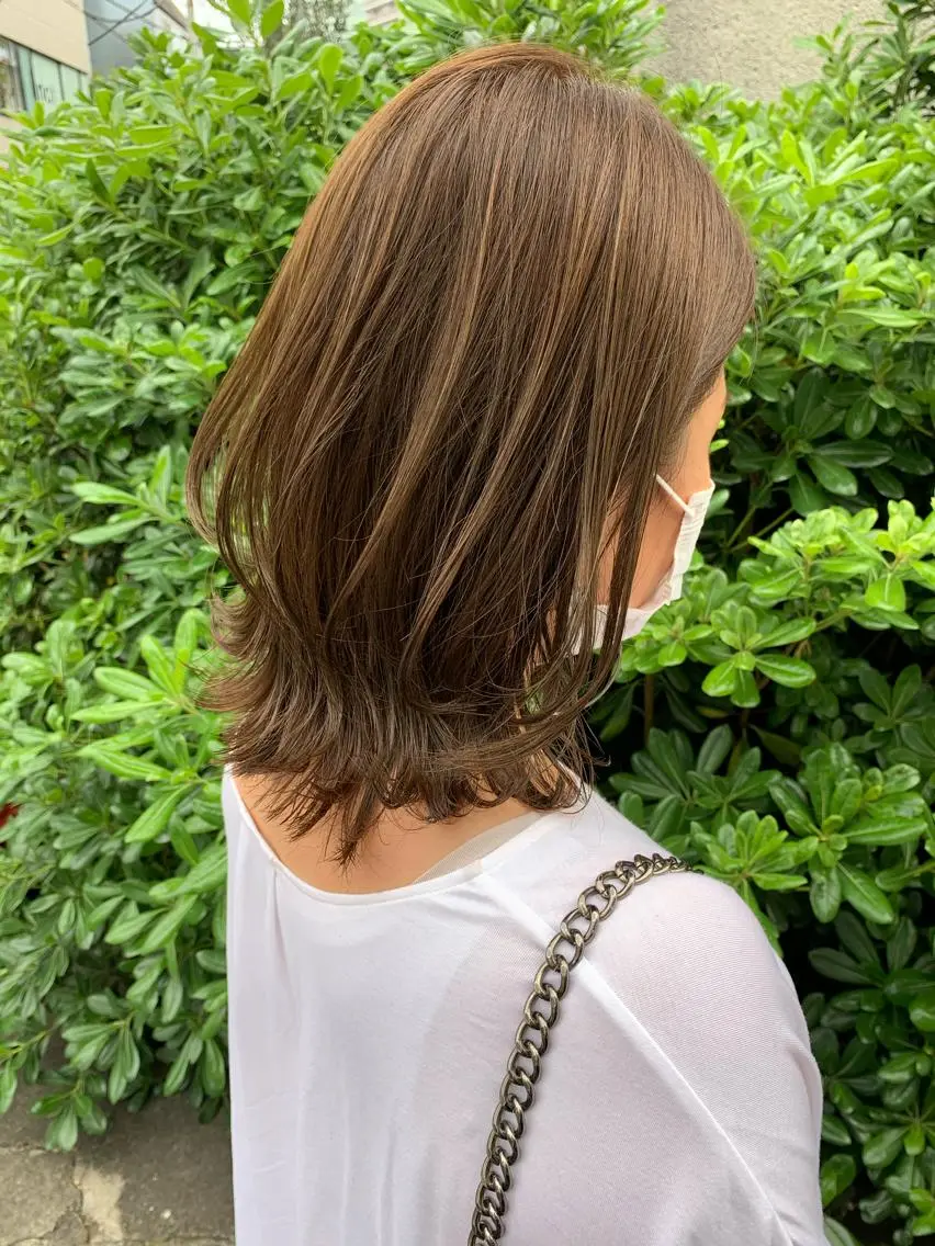 ミディアム カラー ベージュカラー ミルクティーベージュ 大人かわいい💍🤍 ボブ/ショートボブのヘアスタイル