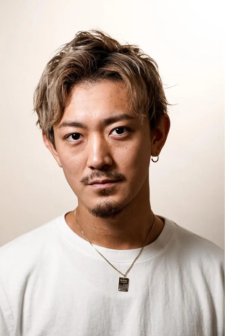 ショート カラー パーマ メンズ アップバング 撮影モデル 新宿メンズNo.1 代表:中野拓也のヘアスタイル