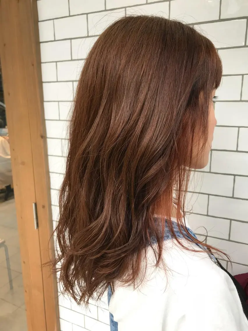ロング カラー ベージュカラー オレンジ オレンジベージュ 竹嶌 健吾のヘアスタイル