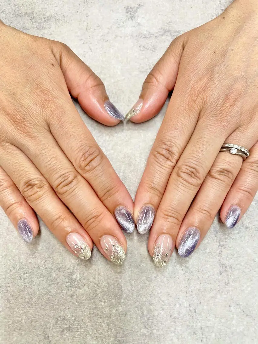 ネイル ゴールド グラデーション ラメ(グリッター) ラメグラデーション マグネットネイル ハンドネイル FASTNAIL PLUS 新宿店のネイルデザイン