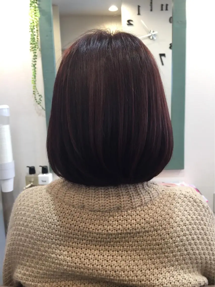 ミディアム カラー ボブ カット ヘアカラー トリートメント ヘアセット 中村 優太のヘアスタイル