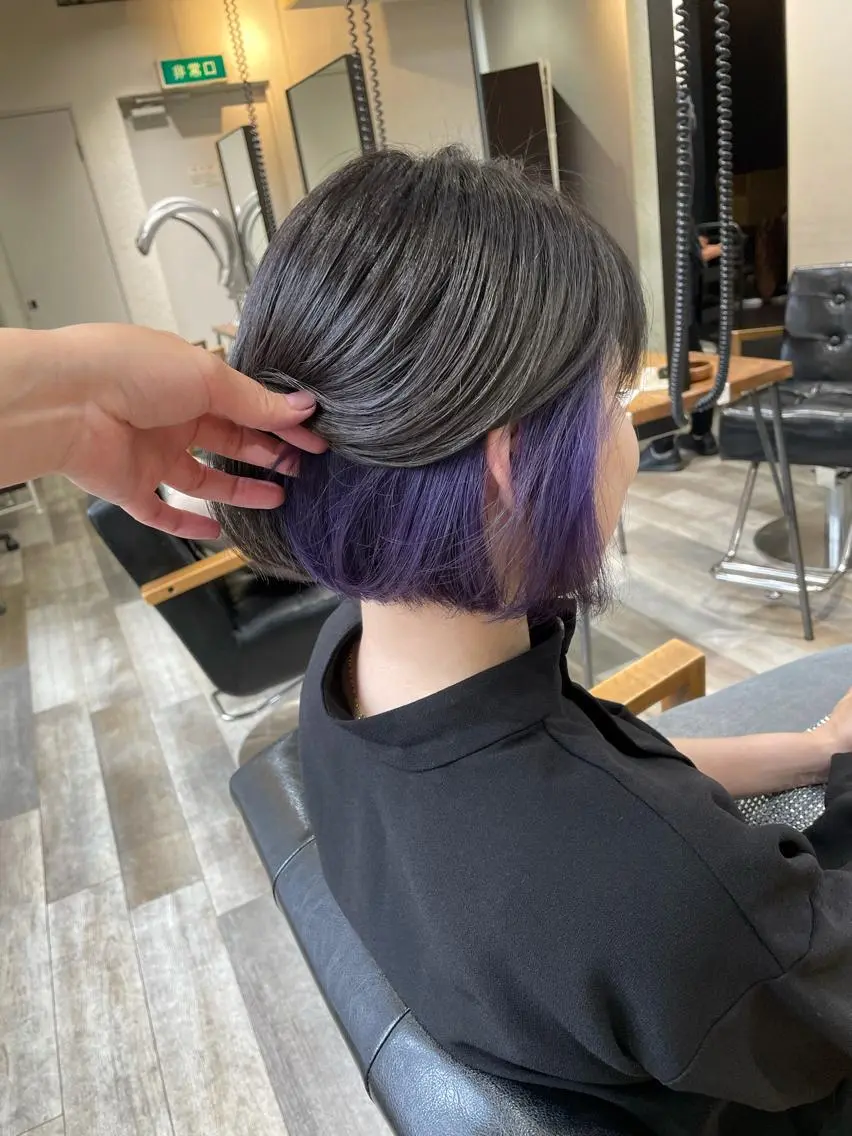 ミディアム カラー グレージュ ラベンダーカラー 艶カラー/インナー /グラデ/大西小百合のヘアスタイル